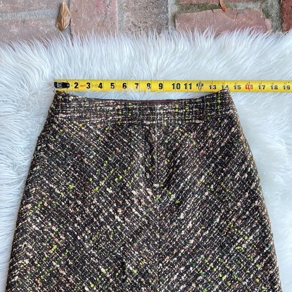 J Jill Multi Color Lined Wool Blend Textured Skirt Size 8